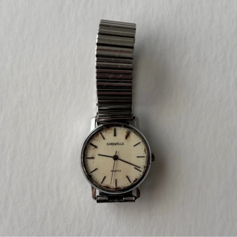 Caravelle by Bulova Quartz M83678 Swiss Mov St. Steel Vintage Parts Repair